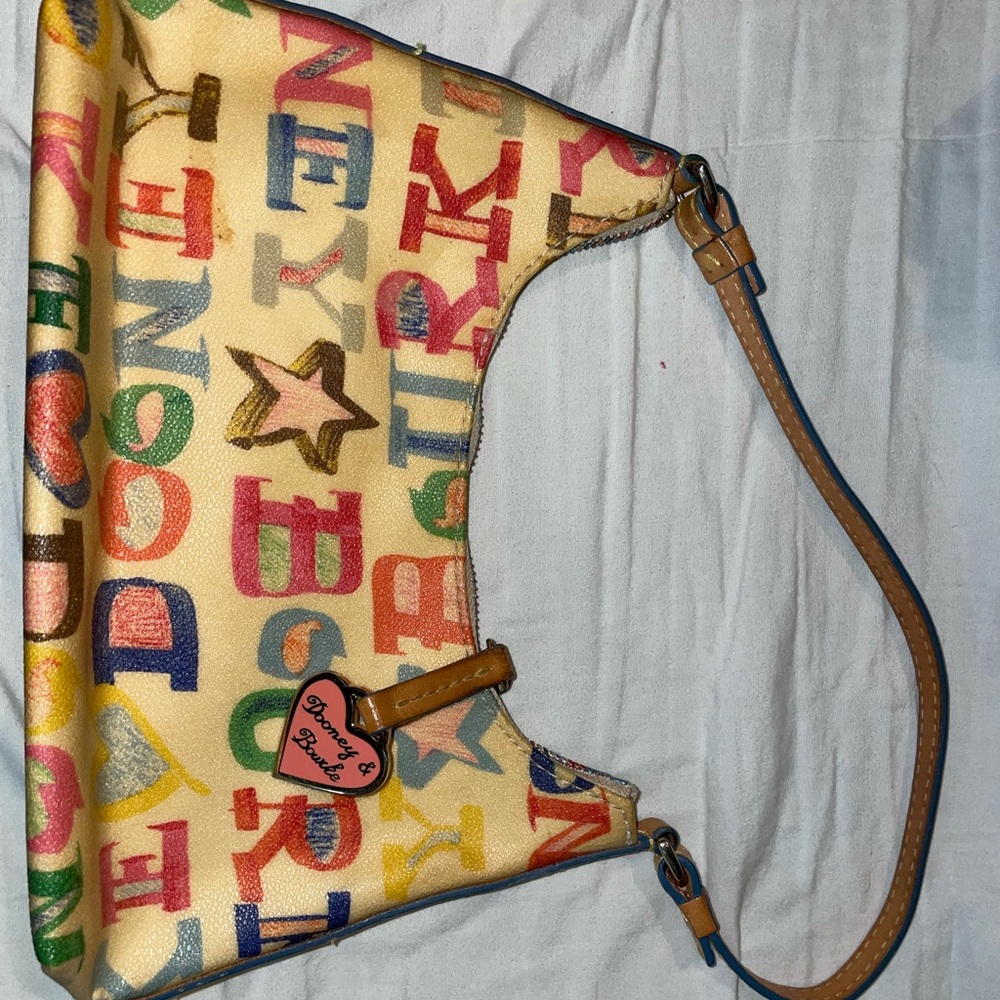 Authentic Dooney & Bourke Colorful Crayon Graffiti Canvas  small handbag